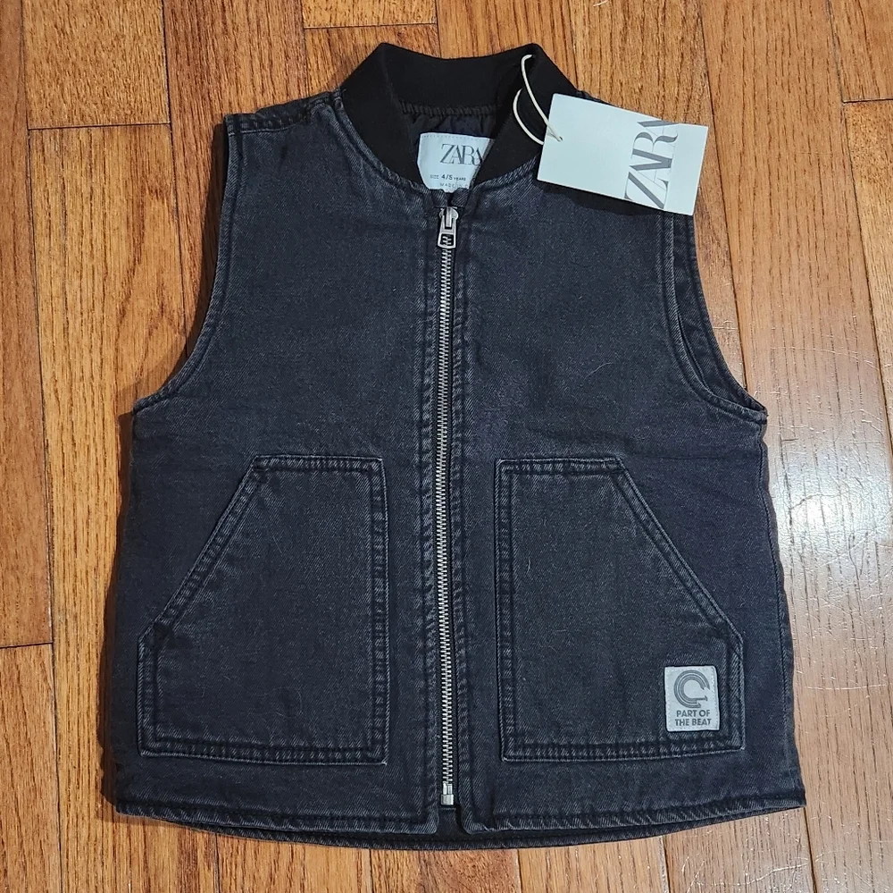 NWT Zara Kids Padded Denim Vest
